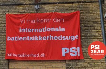 Banner på mur, hvor der står, at vi markerer den international patientsikkerhedsuge
