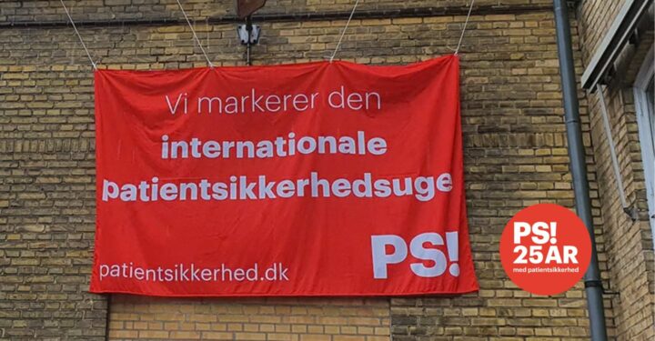 Banner på mur, hvor der står, at vi markerer den international patientsikkerhedsuge