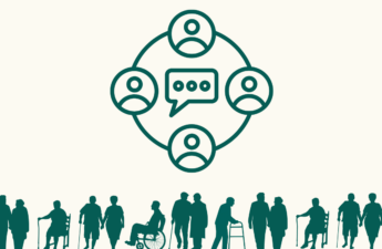 En illustrativ grafik med figurer af ældre mennesker.