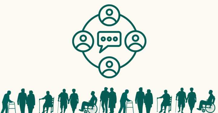 En illustrativ grafik med figurer af ældre mennesker.