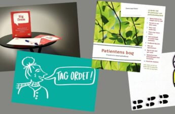 Materialer og illustrationer fra forskellige patientinvolveringsredskaber udviklet af PS!