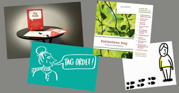 Materialer og illustrationer fra forskellige patientinvolveringsredskaber udviklet af PS!